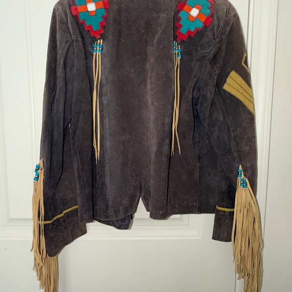 Echo Mountain by Arturo Suede Jacket with Fringe and Embroidery - Rare - Picture 7 of 8